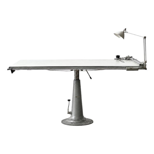 Hydraulic Height-Adjustable Table with Integrated Work Light from Nike Eskilstuna, Sweden, 1950s For Sale