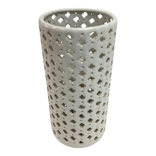 Pierced Pattern Ceramic Uplight For Sale