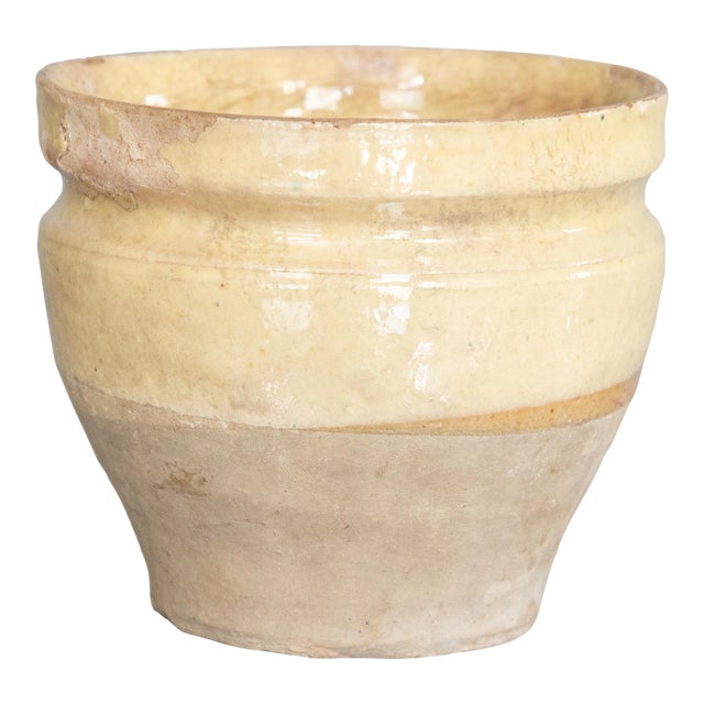 Petite 19th Century French Yellow Glazed Confit Pot For Sale