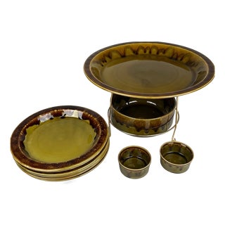 Vintage Ceramic Seafood Service from Gien, 1970s, Set of 11 For Sale