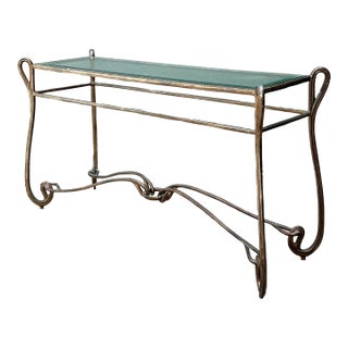 Vintage Art Nouveau Forged Metal Console Table For Sale