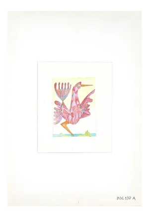 Leo Guida, Geometrical Bird, Watercolor and Pencil on Paper, 1950s