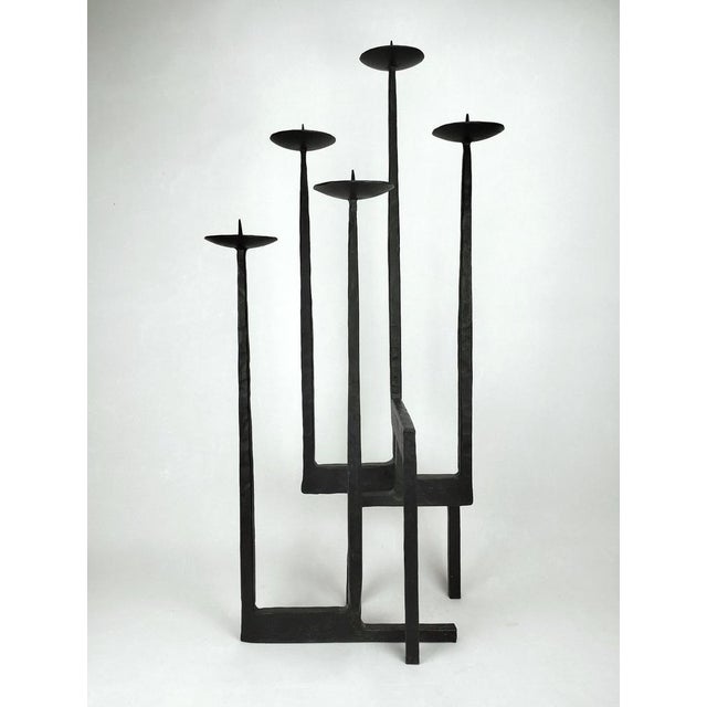 Large Brutalist Wrought Iron Floor Candlestick, 1960s For Sale - Image 11 of 11