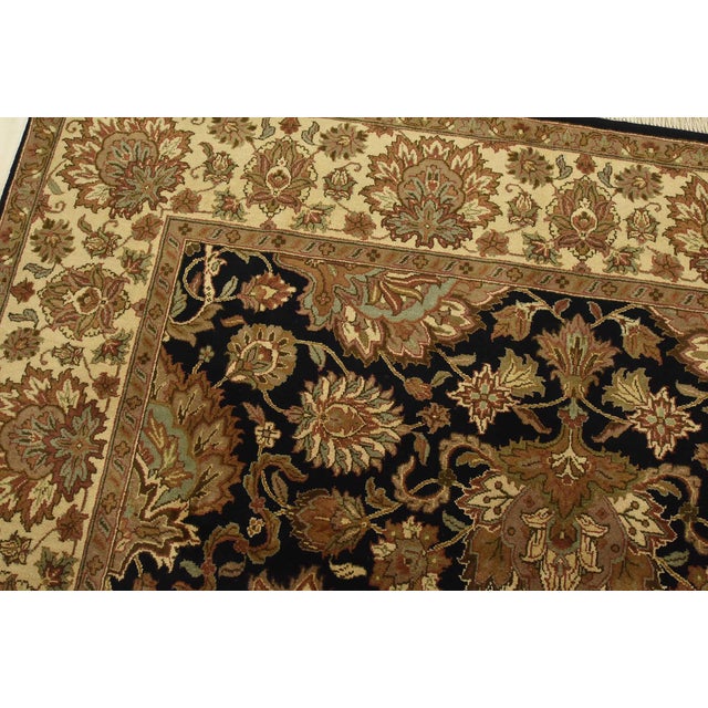 Textile Agra Rug 7’11” X 9’11” Black Wool Traditional Hand-Knotted Oriental Carpet For Sale - Image 7 of 14