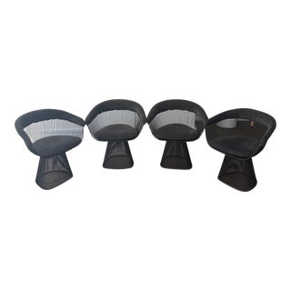 Platner for Knoll Armchairs in Charcoal Velour- Set of 4 For Sale