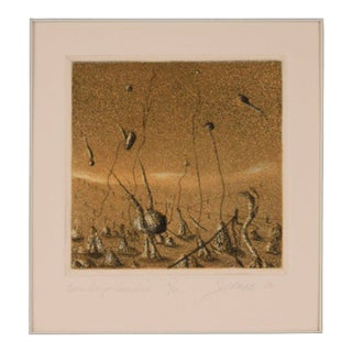 "Sundays Garden" - 1975 Surrealist Lithograph on Paper by Jim Crabb For Sale