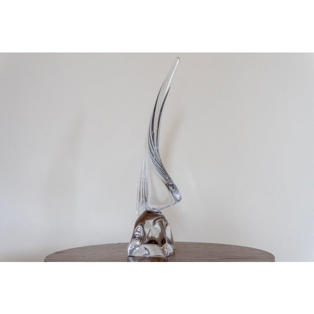 Art Deco Vintage Daum Crystal Sailboat Sculpture, Signed, Circa 1970s For Sale - Image 3 of 5