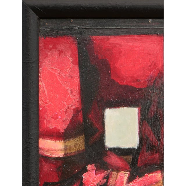 David Adickes "Red and Black Cubist with White" Modern Red-Toned Abstract Geometric Painting, 20th Century For Sale - Image 4 of 10