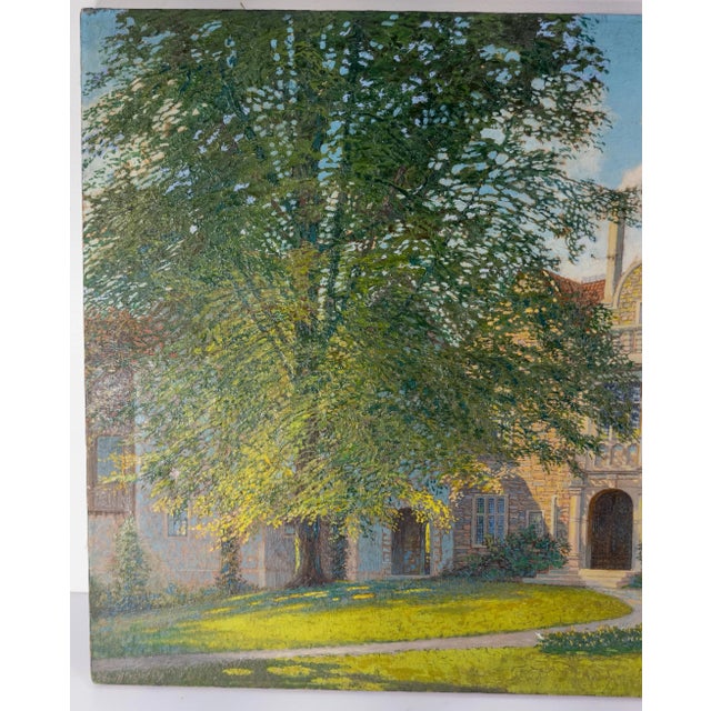 We are selling this nice 20th century oil on canvas architectural painting. This painting of a nice old looking house is...