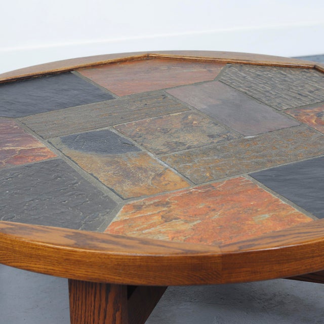 1970s Large Brutalist Round Coffee Table with Tiles, 1970s For Sale - Image 5 of 10