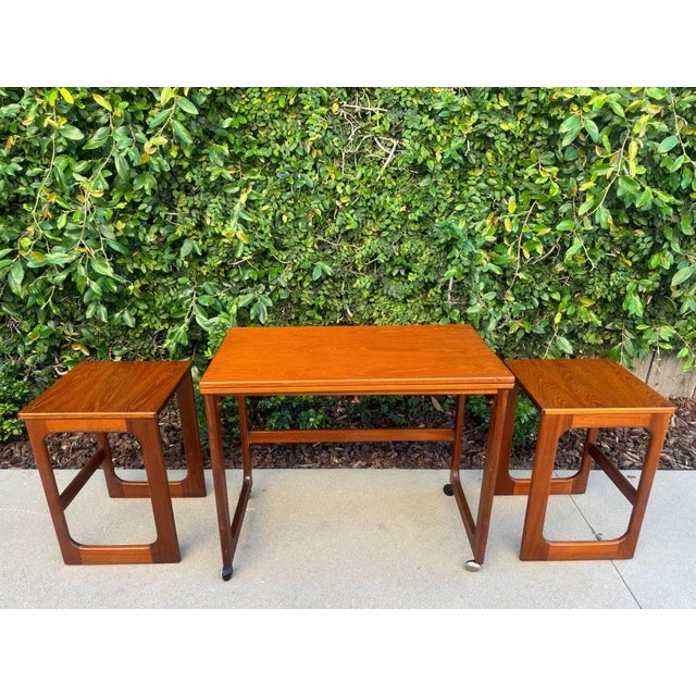 A. H. McIntosh & Co. Ltd. Mid Century Modern Teak Triform Nesting Table Set For Sale - Image 4 of 16