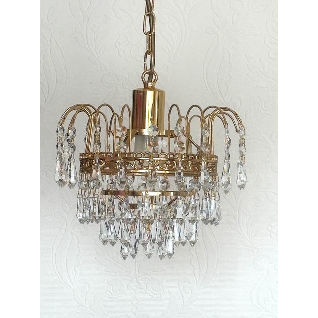 Brass and Lead Crystal Chandelier by Joska Bodenmais, 1970s For Sale - Image 4 of 17