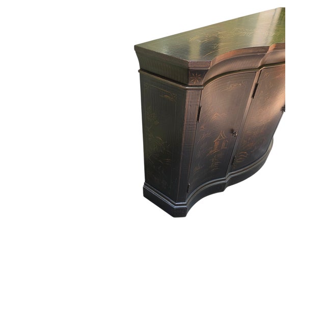 1990s Ethan Allen Vivianne Serpentine Console Buffet Sideboard Credenza Chinoiserie For Sale - Image 9 of 18