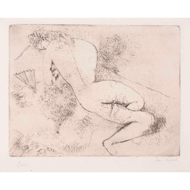 Marc Chagall, Nude with Fan Etching, 1924, Etching For Sale - Image 3 of 3