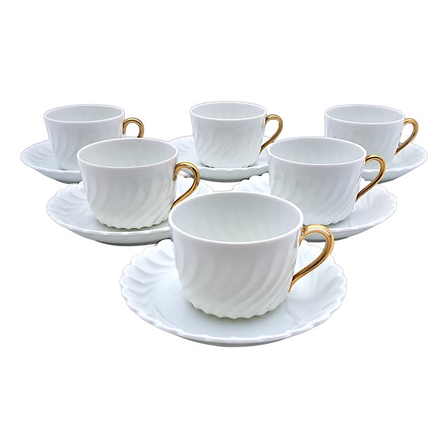 Ancona Teacups by Richard Ginori for Doccia Manufacture, 1980s, Set of 12 For Sale