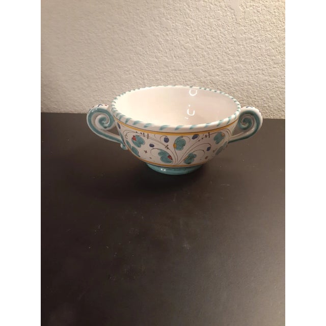 Italian 1980s Deruta Italy Dual Handle Bowl For Sale - Image 3 of 7
