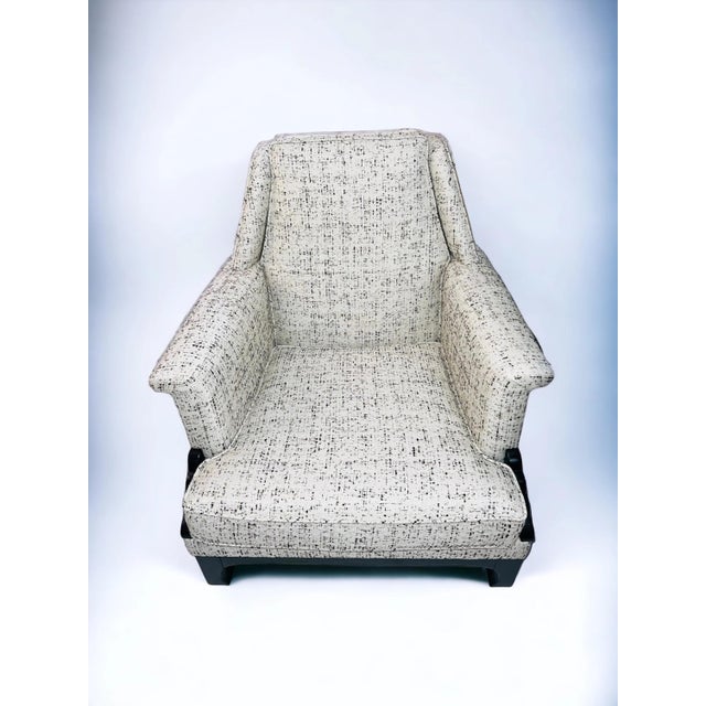 Textile Mid-Century Low Chairs (Newly Reupholstered/Pair) For Sale - Image 7 of 10