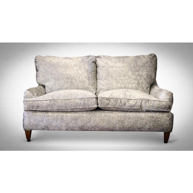 Small Cushion Back 2-Seater Sofa in Velvet by George Smith, 2010s, in Very Good conditions. Designed 1890 to 1919 This...