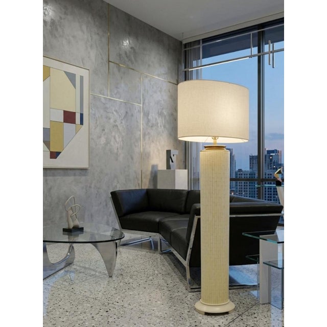 Bring monumental texture and effortless sophistication to your next design project with this striking vintage floor lamp...