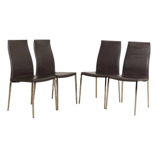 Maya Leather Chairs in Grey from Cattelan Italia, Set of 4 For Sale