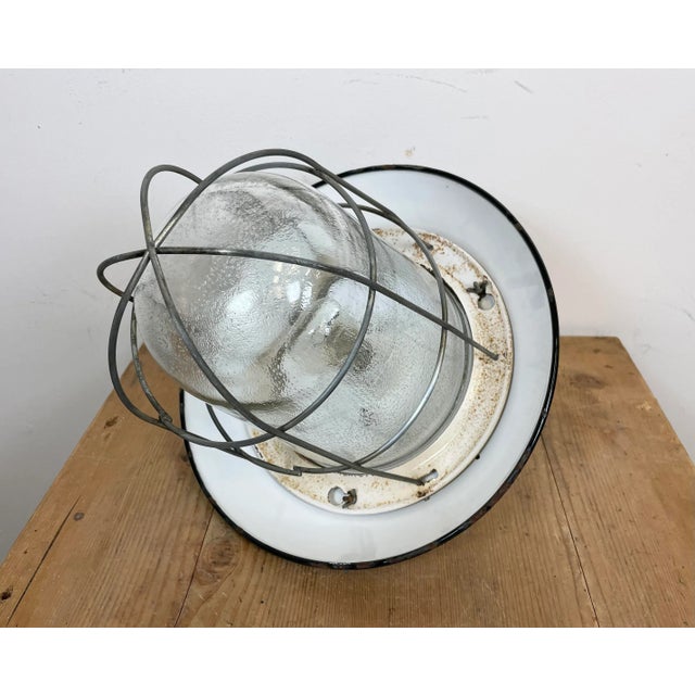 Industrial Black Enamel Factory Hanging Lamp from Elektrosvit, 1960s For Sale - Image 11 of 16