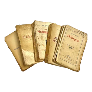 Antique Early 1900s French Unbound Library Books - Set of 5