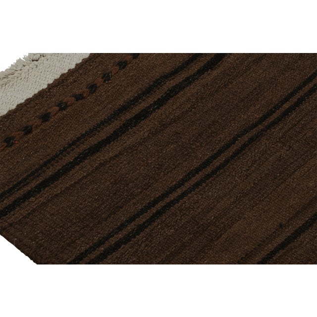 1950s 1950s Vintage Afghani Tribal Kilim Rug With Brown and Black Stripes For Sale - Image 5 of 7