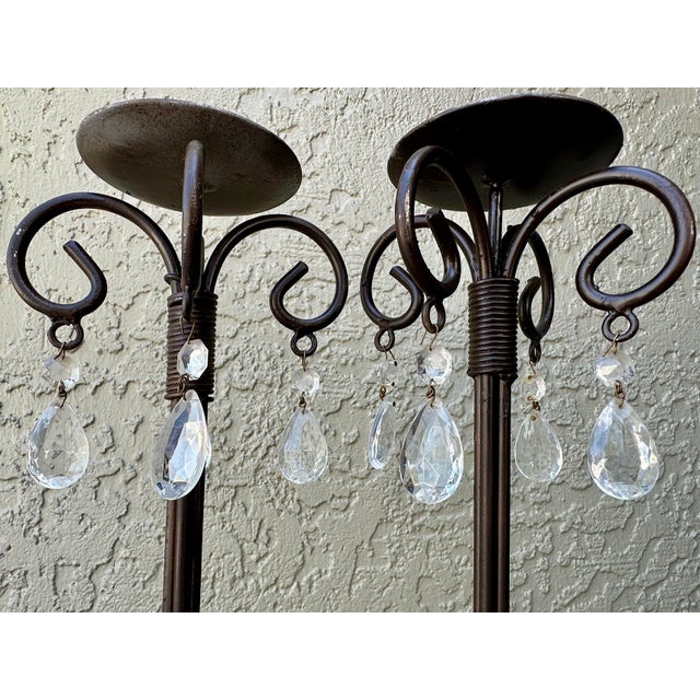 Vintage Late 20th Century Tall Metal Candle Holders- Set of 2 For Sale - Image 11 of 12
