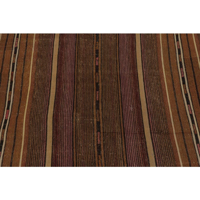 1950s Vintage Persian Kilim, Tribal Gallery Runner in Rich Brown Stripes - Rug & Kilim For Sale - Image 5 of 8