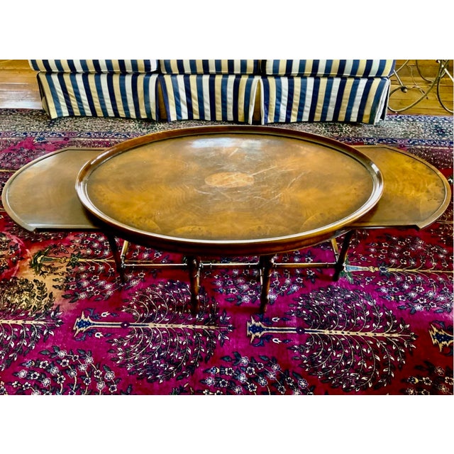 Theodore Alexander Vintage Theodore Alexander Oval Faux Bamboo Coffee Table For Sale - Image 4 of 10