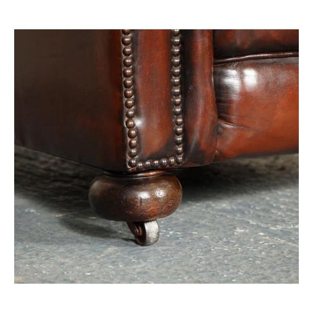 Victorian Maroon Dyed Leather Armchairs and Sofa, Set of 3 For Sale - Image 12 of 13