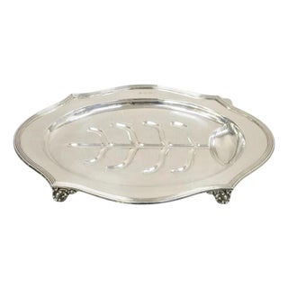 Vintage English Sheffield Meat Cutlery Serving Platter Tray "Asc" Monogram For Sale