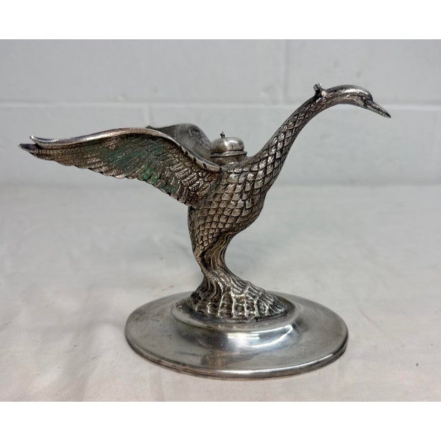 Antique Silverplate Swan Bird Brandy Glass Warmer Table Top Oil Lamp Heater For Sale - Image 9 of 12
