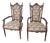 2 Antique Carved Wood Upholstered Armchairs For Sale