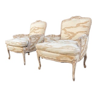 19th Century French Louis XV Bergère Armchair - Set of 2 For Sale
