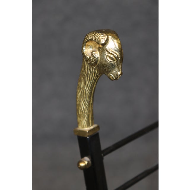 Maison Jansen Attributed Brass & Metal Rams Head & Hoofed Magazine Rack For Sale - Image 9 of 10