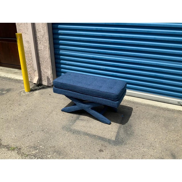 Mid Century Style Upholstered Ottoman For Sale - Image 4 of 5