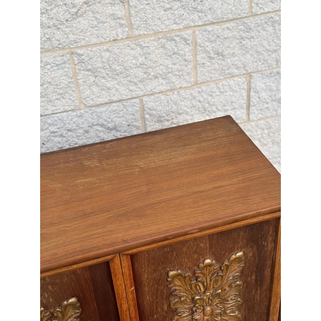 Mid 20th Century Mid-Century Modern Vintage Sculptural Walnut Credenza With Decorative Doors For Sale - Image 5 of 11