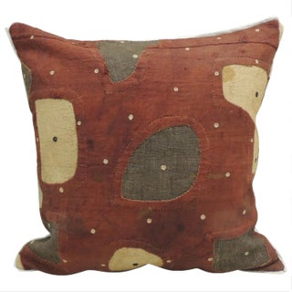 Applique Raffia Brown and Rust Kuba Decorative Pillows Matisse Style For Sale