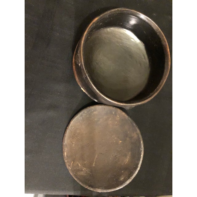 Vintage Ethiopian Hand-Burnished Black Clay Lidded Vessel – Peace Corps Provenance For Sale - Image 9 of 10
