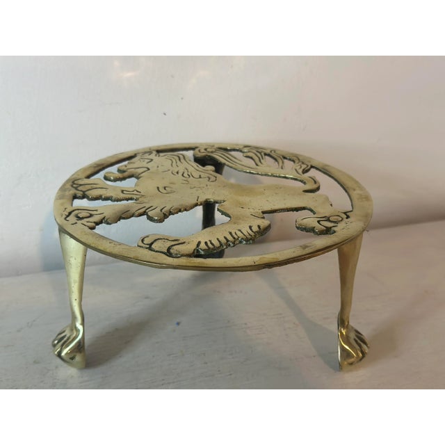 Vintage English Brass Lion Trivet For Sale In Naples, FL - Image 6 of 9