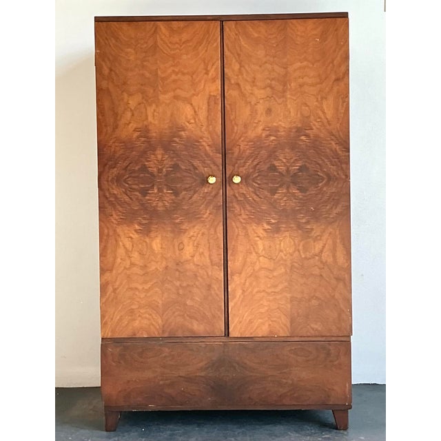 Vintage Burl Wood Armoire For Sale - Image 4 of 12
