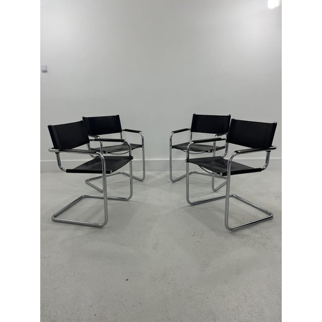 Vintage Italian Leather Chairs, 1970s, Set of 4 For Sale - Image 14 of 14