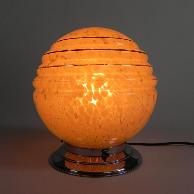 Art Deco Ceiling Lamp with Cloudy Pink Globe, 1930s For Sale - Image 6 of 8