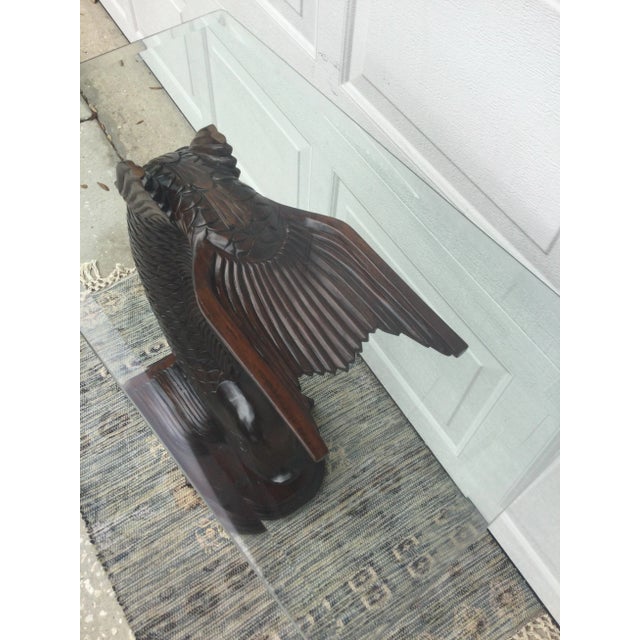 Brown Vintage Palm Beach Style Sculptural Fish Base Glass Console Table For Sale - Image 8 of 12