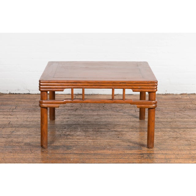 1900s Antique Square Elmwood Coffee Table For Sale - Image 4 of 12