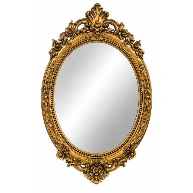 Hollywood Regency Vintage Euromarchi Italian Florentine Oval Mirror | Ornate Gilt Gold Rococo Revival For Sale - Image 3 of 6