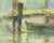 A watercolor painting of a boat by the American artist Bill Abell (1935-2026). This painting features a wooden boat tied...