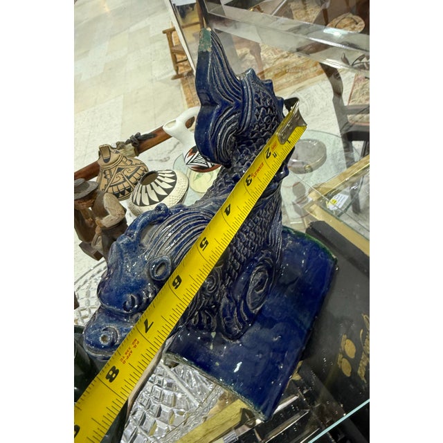 Antique Chinese Glazed Ceramic Roof Tile Fish Guardian Qing Dynasty 9in For Sale In Atlanta - Image 6 of 7