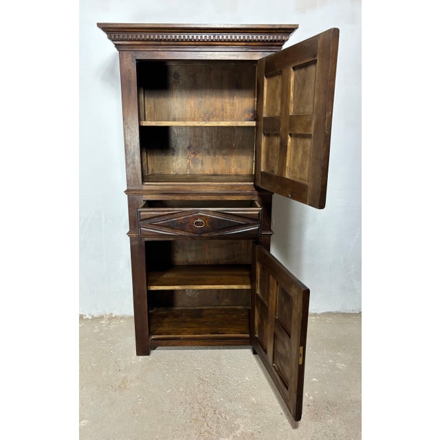 Early 20th Century Spanish Renaissance Style Walnut Cabinet with Geometric Carve For Sale - Image 10 of 14